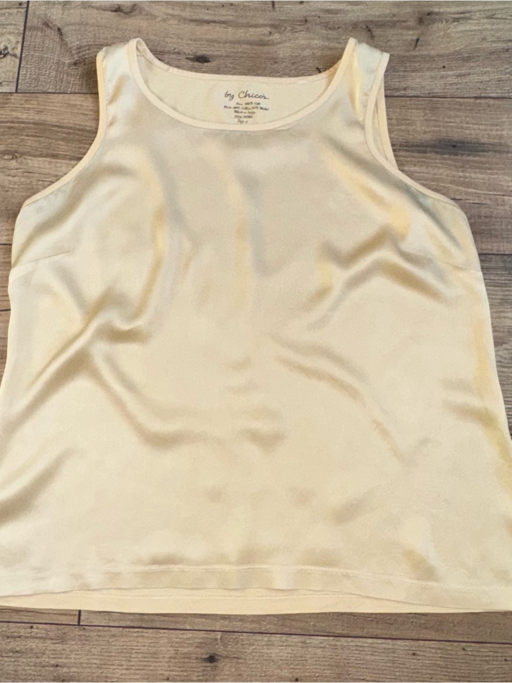 Vintage Chico's Butter Yellow Sleeveless Silk Front Cotton Back Shell Top, Y2K